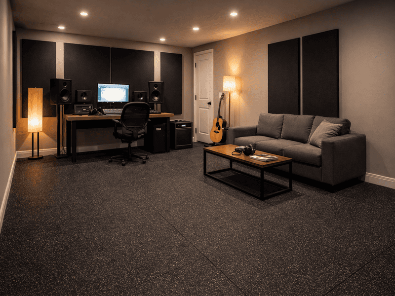 Diagram showing vibration travel from floor to walls vs isolated floor